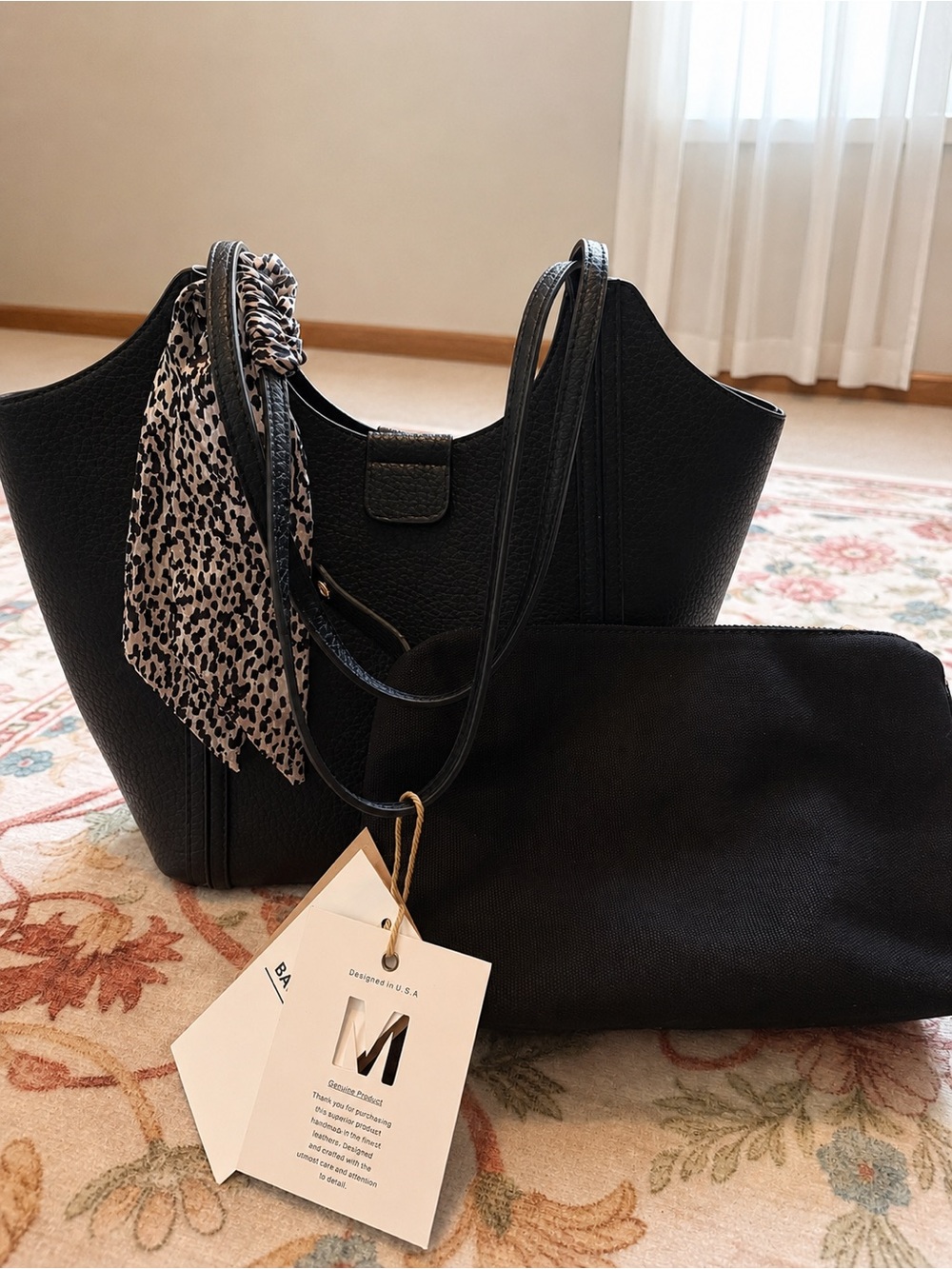 Miztique Designer Collection Reversible Tote Bag with Removable Snap-In Pouch